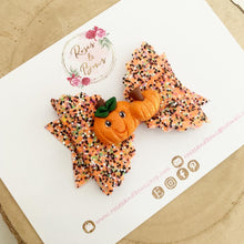 Load image into Gallery viewer, Pumpkin Patch Glitter Bow Headband or Clip
