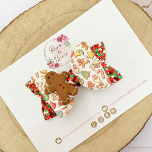 Christmas Gingerbread Hair Bow Headband or Clip