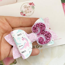 Load image into Gallery viewer, Dinosaur Birthday Bow Headband or Clip
