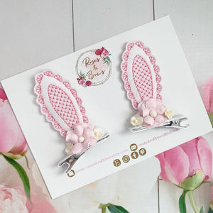 Pink Stand Up Bunny Ear Clips - Easter Bunny Clips