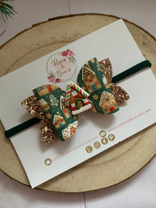 Christmas Gingerbread Bow Headband or Clip