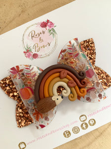 Autumn Hedgehog Hair Bow Headband or Clip