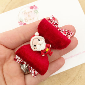 Christmas santa small Hair Bow Headband or Clip