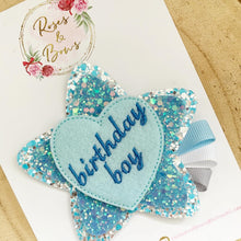 Load image into Gallery viewer, Blue Birthday Boy Badge - Birthday Glitter Badge
