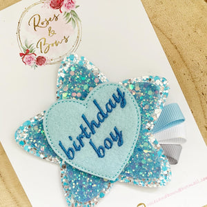 Blue Birthday Boy Badge - Birthday Glitter Badge