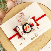 Load image into Gallery viewer, Christmas Red Penguin Hair Bow Clip or Headband
