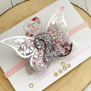 Birthday butterfly Hair Bow - Birthday Headband - Birthday Hair Clip