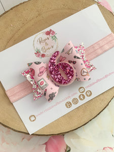 Cowgirl Birthday Bow Headband or Clip