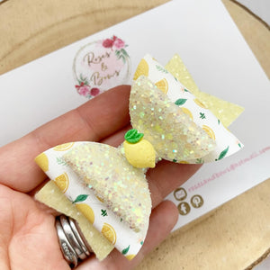 Lemon Hair Bow Headband or Clip