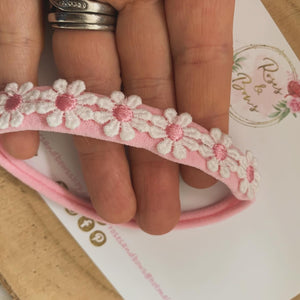 Daisy headband - pink nylon headband