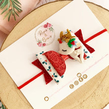 Load image into Gallery viewer, Christmas reindeer Hair Bow Headband or Clip
