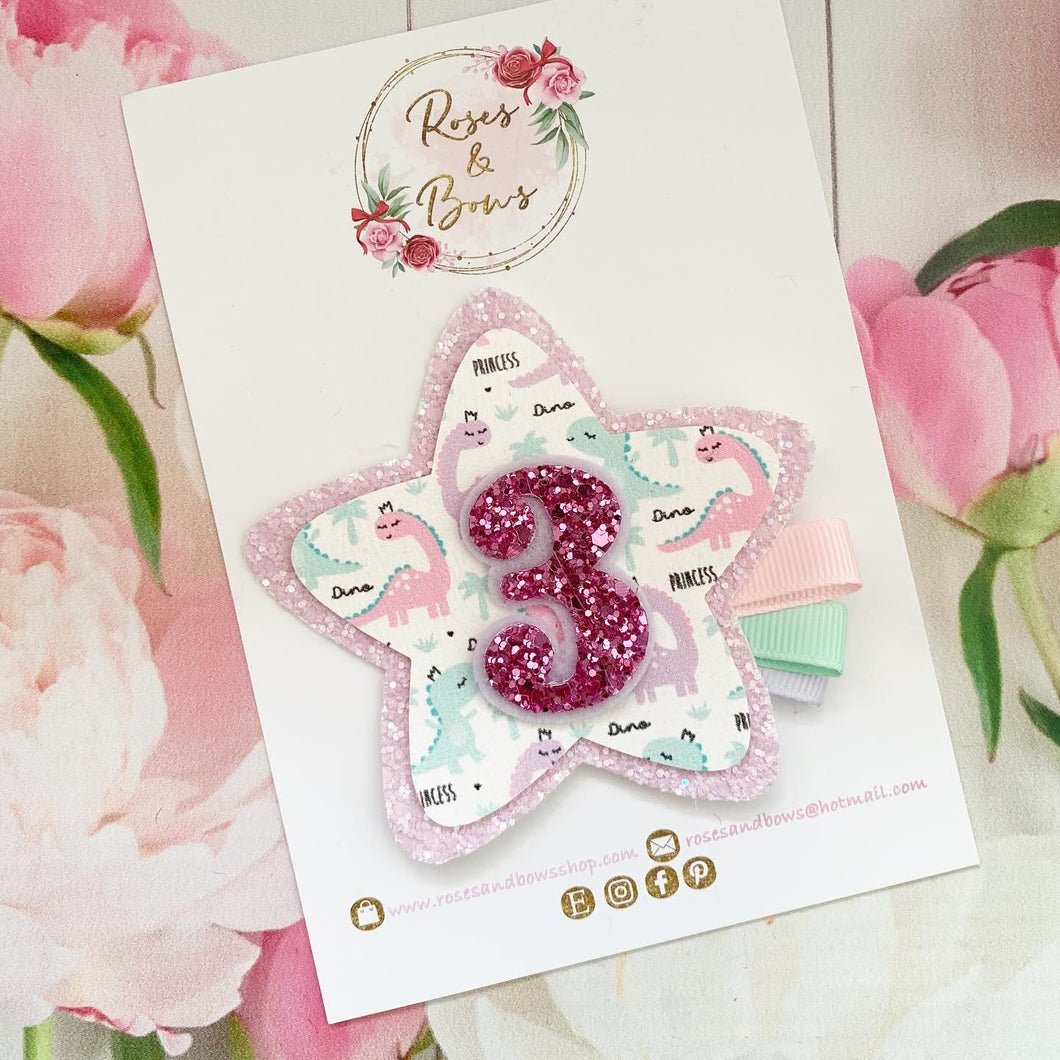 Dinosaur Birthday Badge - Birthday Glitter Badge
