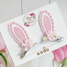 Load image into Gallery viewer, Pink Stand Up Bunny Ear Clips - Easter Bunny Clips
