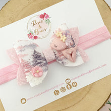 Load image into Gallery viewer, Pink winter deer Hair Bow Headband or Clip
