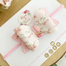 Load image into Gallery viewer, Pink Pumpkin Glitter Bow Headband or Clip
