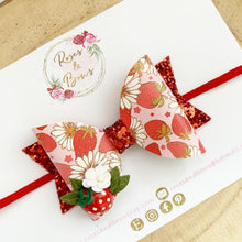 Load image into Gallery viewer, Strawberry Hair Bow Headband or Clip
