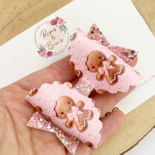 Load image into Gallery viewer, Pink Gingerbread Hair Bow Headband or Clip
