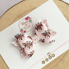 Load image into Gallery viewer, Pink Christmas Reindeer Hair Bow Headband or Clip
