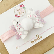 Load image into Gallery viewer, Bunny Pom Pom Hair Bow Headband or Clip
