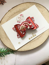 Load image into Gallery viewer, Red Gingerbread House Hair Bow Clip or Headband
