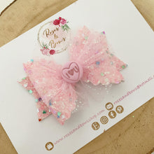 Load image into Gallery viewer, Pink Valentine’s tulle Hair Bow Headband or Clip
