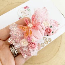 Load image into Gallery viewer, Pink Pumpkin Tulle Glitter Bow Headband or Clip
