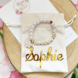 White Flower Girl Bracelet - Bridesmaid Gift