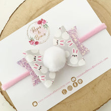 Load image into Gallery viewer, Bunny Pom Pom Hair Bow Headband or Clip
