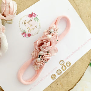 Pink Floral pearl headband