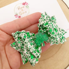 Load image into Gallery viewer, St Patrick’s Day Shamrock Glitter Hair Bow Headband or Clip
