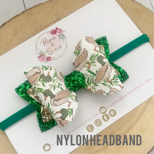 Duck Hair Bow Headband or Clip