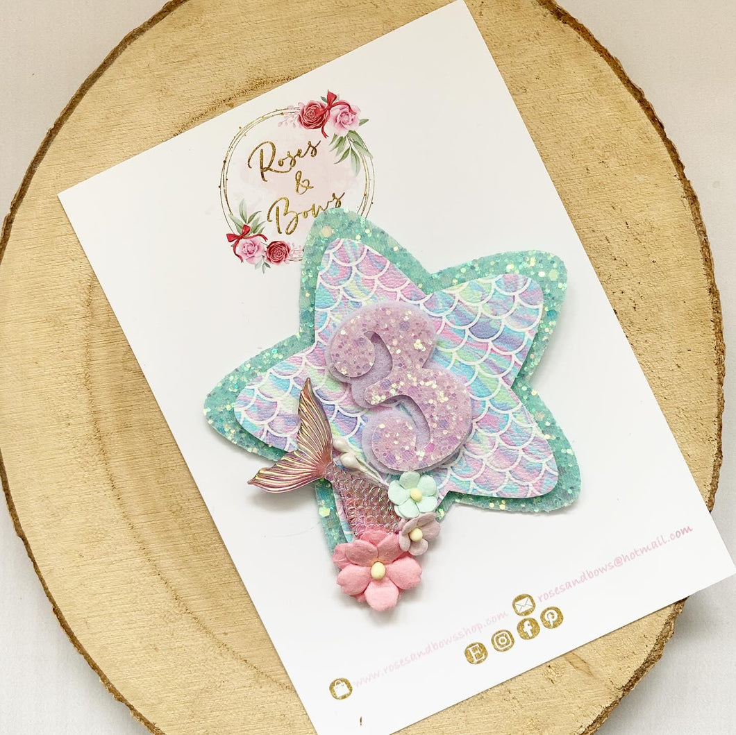 Mermaid Tail Birthday Badge - Birthday Glitter Badge