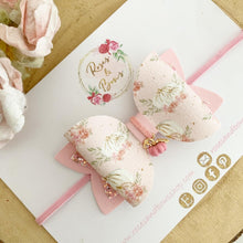 Load image into Gallery viewer, Pink Pumpkin Glitter Bow Headband or Clip
