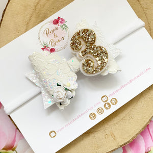 Birthday Glitter Hair Bow - Birthday Headband - Birthday Hair Clip