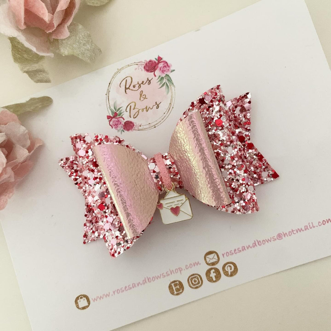 Pink love Letter Bow with Charm