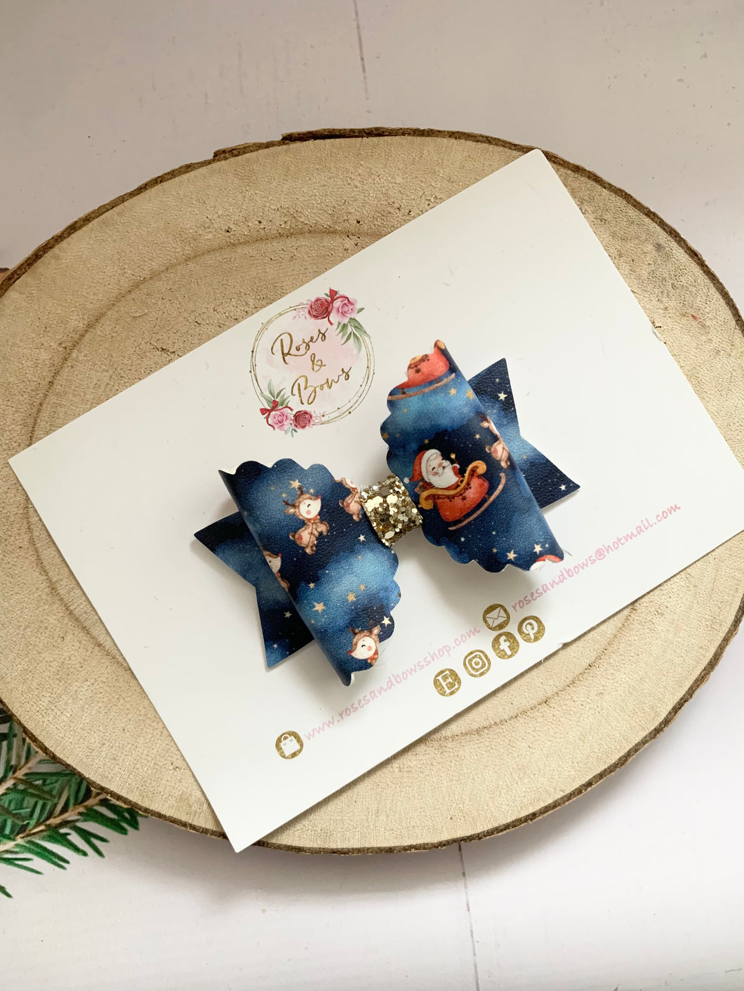 Father Christmas Hair Bow Headband or Clip
