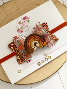 Autumn Hedgehog Hair Bow Headband or Clip