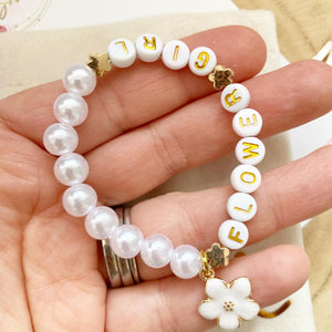 White Flower Girl Bracelet - Bridesmaid Gift