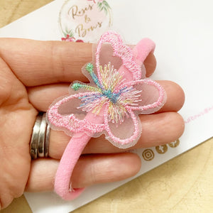 Rainbow pink butterfly headband