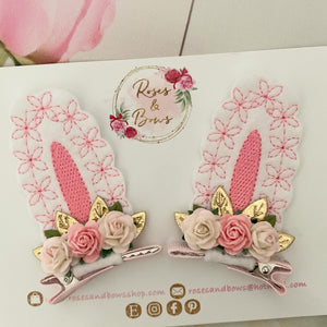 Pink Stand Up Bunny Ear Clips - Easter Bunny Clips