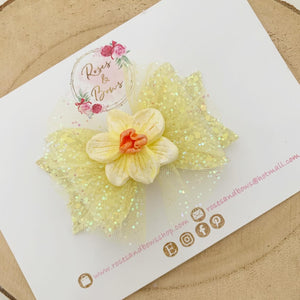 Daffodil Hair Bow Headband or Clip