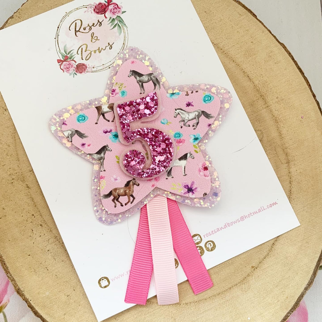 Birthday Horse Badge - Birthday Glitter Badge