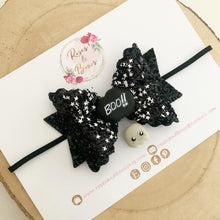 Load image into Gallery viewer, Boo Halloween Glitter Bow Headband or Clip
