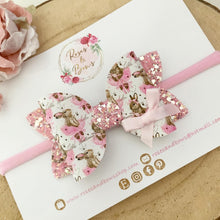 Load image into Gallery viewer, Pink Easter ballerina Bunny Hair Bow Headband or clip
