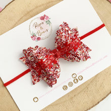 Load image into Gallery viewer, Red heart Valentines Valentine’s Day hair Bow Headband or Clip
