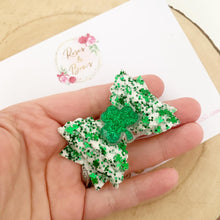 Load image into Gallery viewer, St Patrick’s Day Shamrock Glitter Hair Bow Headband or Clip
