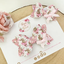 Load image into Gallery viewer, Pink Easter ballerina Bunny Hair Bow Headband or clip
