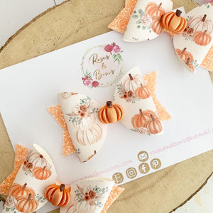 Pumpkin Hair Bow Headband or Clip