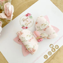 Load image into Gallery viewer, Pink Pumpkin Glitter Bow Headband or Clip
