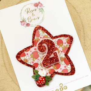 Strawberry Birthday Badge - Birthday Glitter Badge